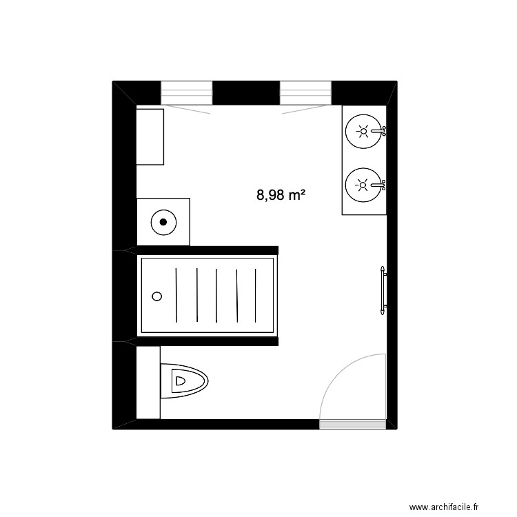 SDB BOUILLARD 2. Plan de 1 pièce et 9 m2