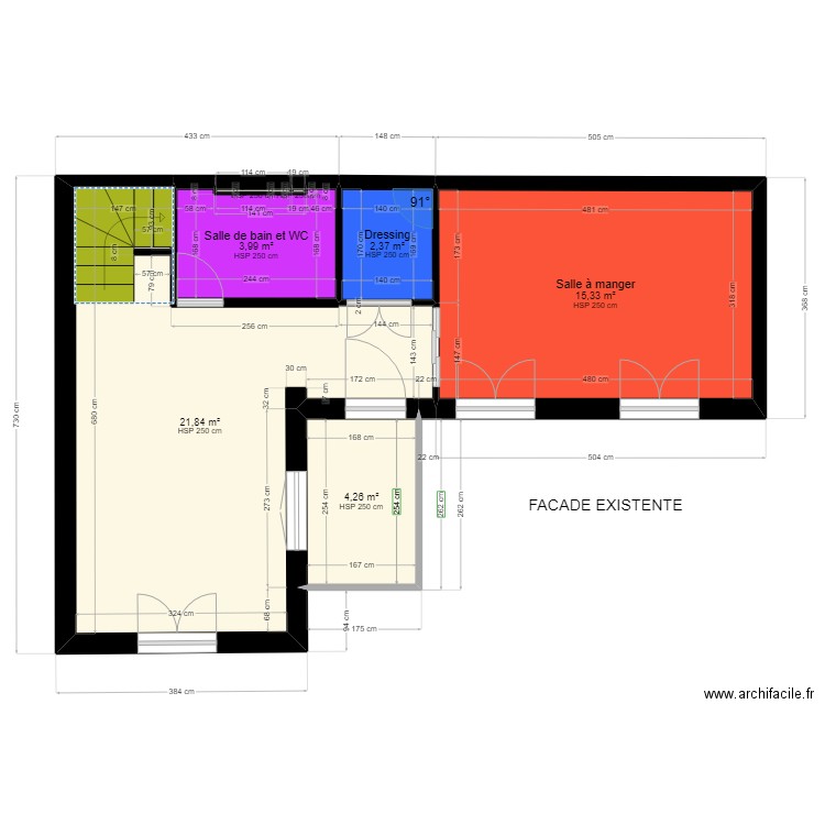 FACADE EXISTENTE. Plan de 7 pièces et 48 m2