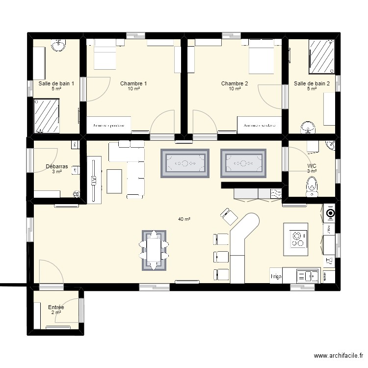 plan logement 1. Plan de 8 pièces et 78 m2