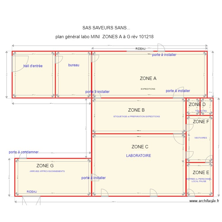 plan general labo MIN Zones A à G rév 231218 coté. Plan de 0 pièce et 0 m2