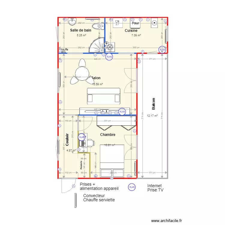 Projet Boulangier v4 avec meuble. Plan de 