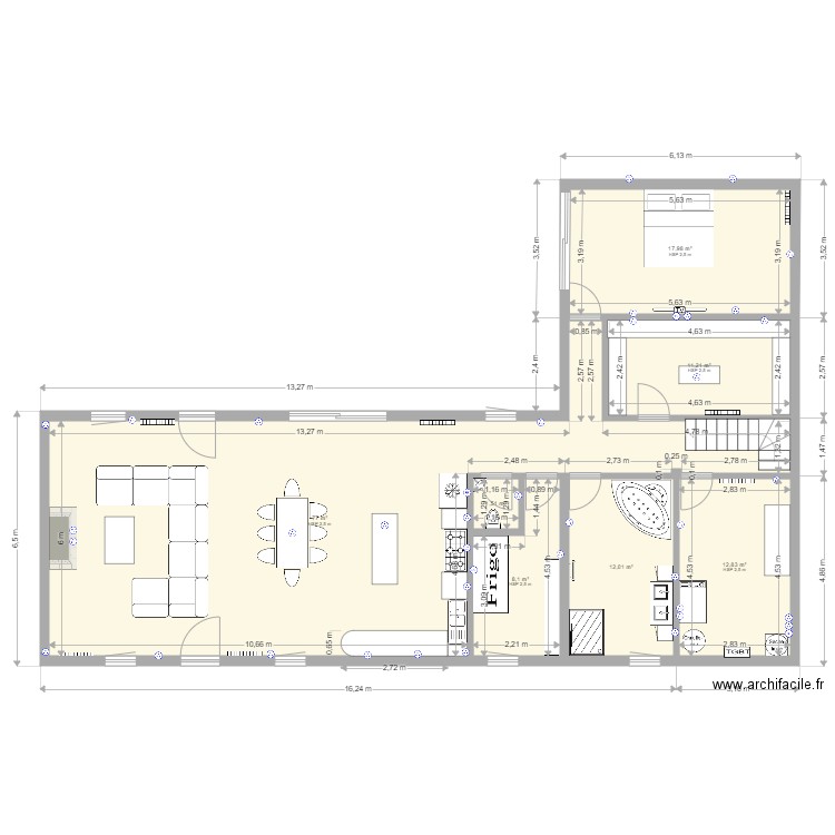 Maison f1. Plan de 7 pièces et 141 m2