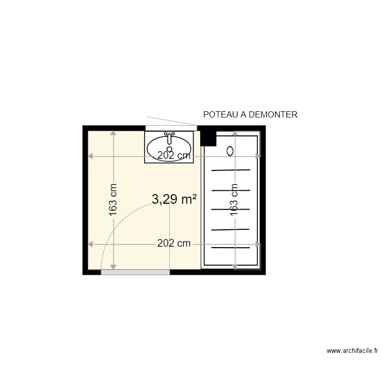 CLABEAU M LOUISE . Plan de 1 pièce et 3 m2