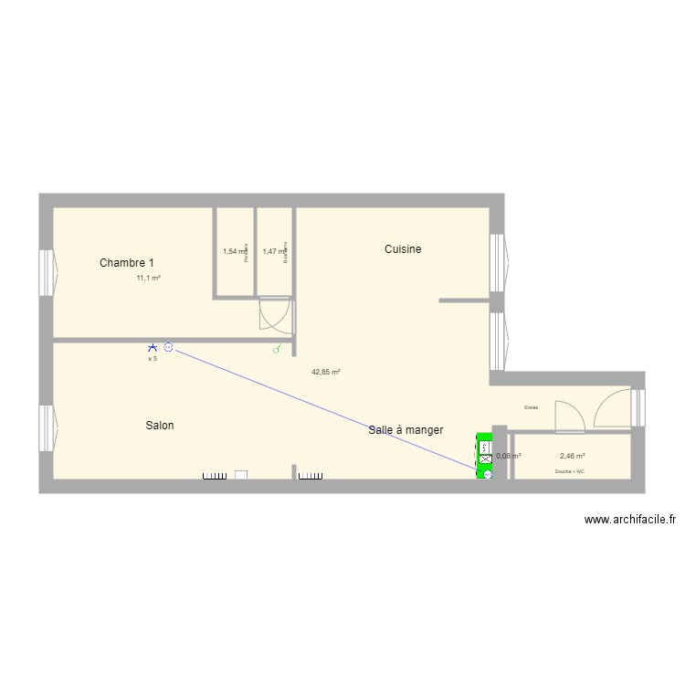 Appart Paris St Denis Agrandissement salon. Plan de 0 pièce et 0 m2