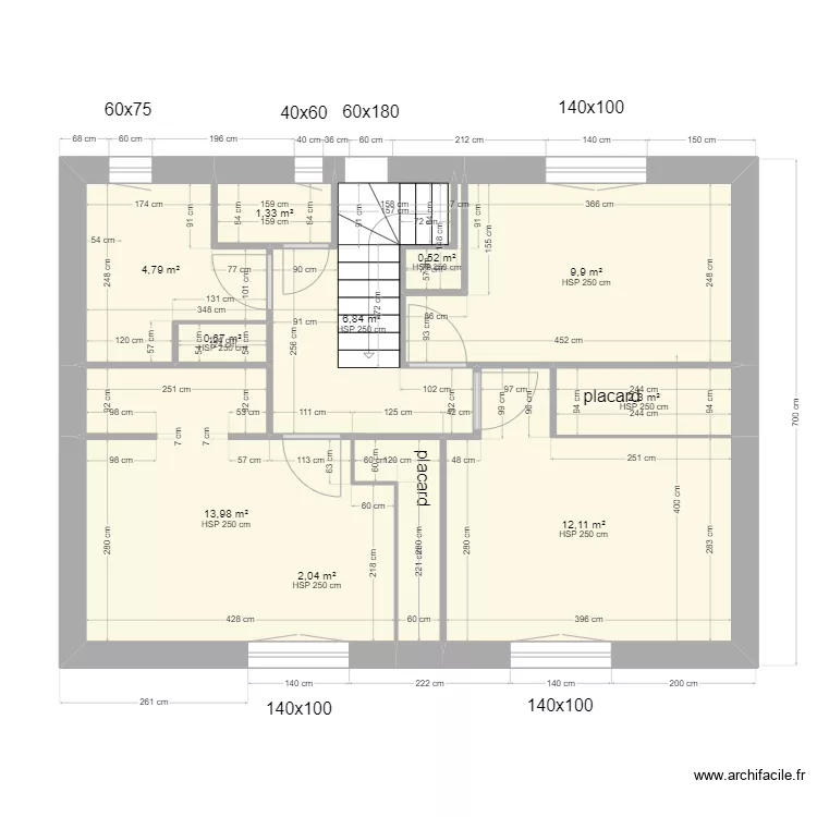 casa trets etage v7 placo. Plan de 