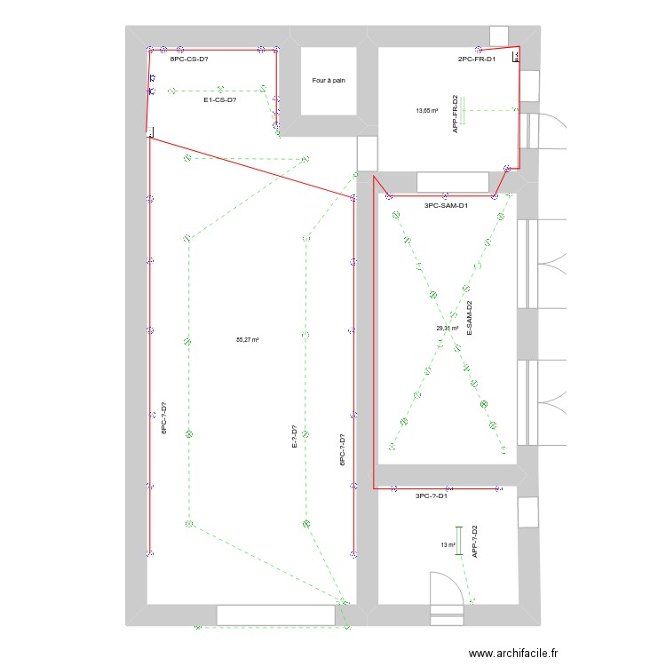 Pisseloup hebergeages V2. Plan de 5 pièces et 144 m2