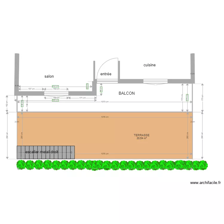 projet terrasse avec escalier droit 9 avril . Plan de 