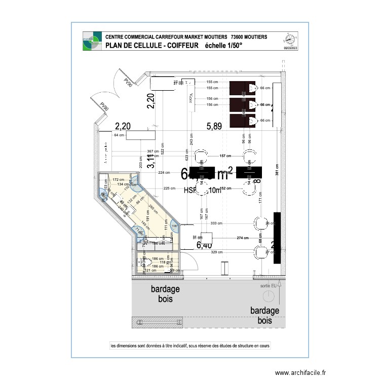 Moutiers 2. Plan de 2 pièces et 9 m2