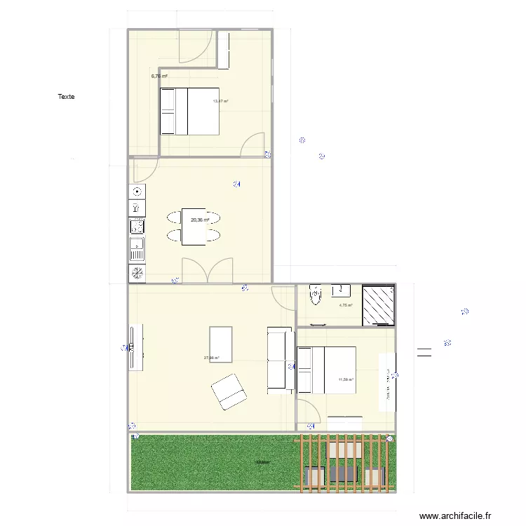 appart vert  f3 B. Plan de 