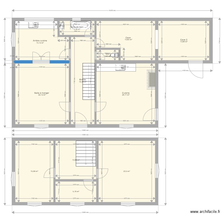 Maison Rezé. Plan de 12 pièces et 161 m2