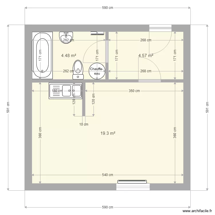 Studio M&eacute;lie. Plan de 