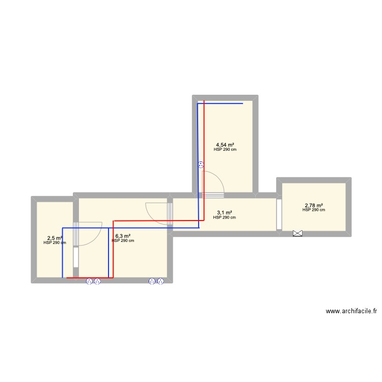 almada aguas. Plan de 5 pièces et 19 m2