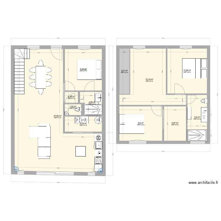 sans agrandissement. Plan de 12 pièces et 117 m2