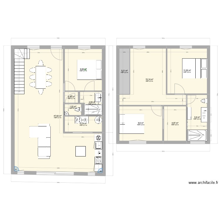 sans agrandissement. Plan de 12 pièces et 126 m2