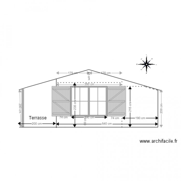 face sud 1. Plan de 0 pièce et 0 m2