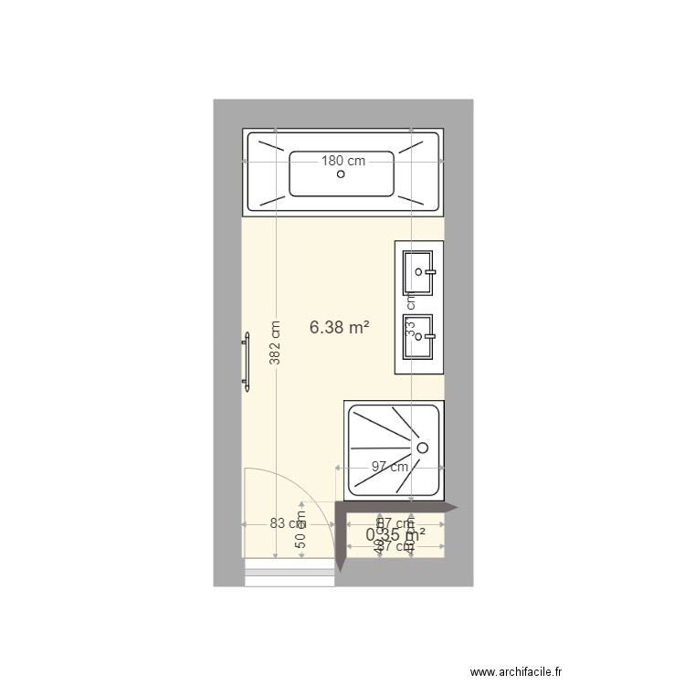 avizou. Plan de 2 pièces et 7 m2