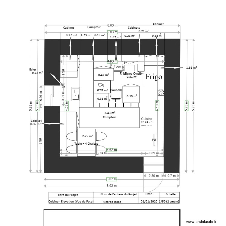 PLAN   CUISINE VUE DESSUS FINAL2. Plan de 0 pièce et 0 m2