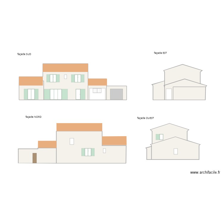 plan facade toit plat garage. Plan de 0 pièce et 0 m2