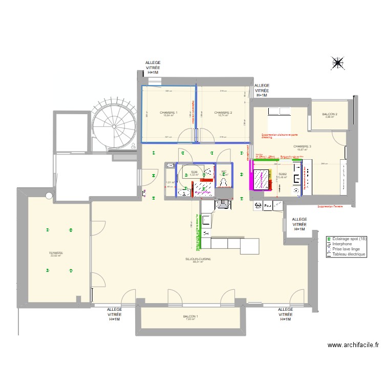 Plan Open Sky TMA v7. Plan de 16 pièces et 204 m2