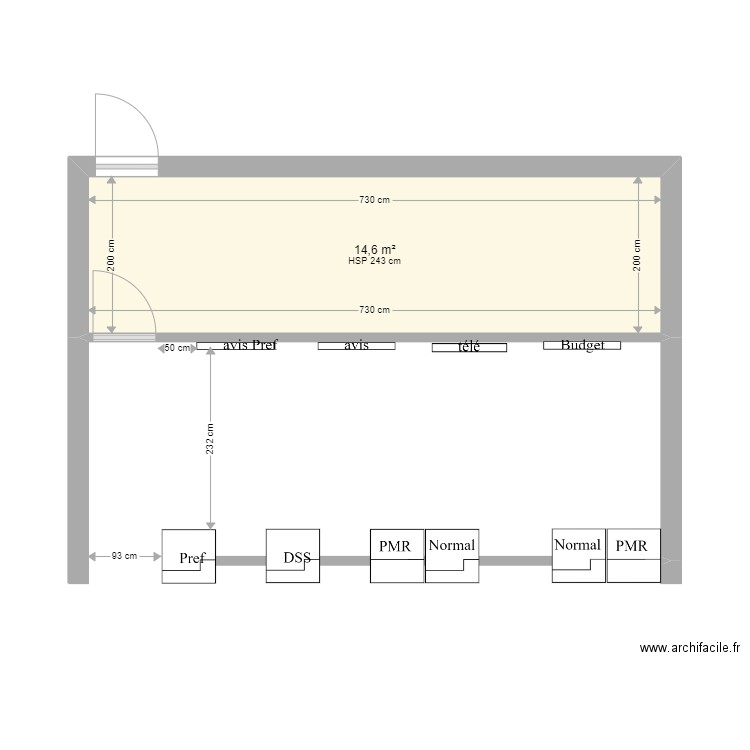 AIX TGV AVIS V2. Plan de 1 pièce et 15 m2