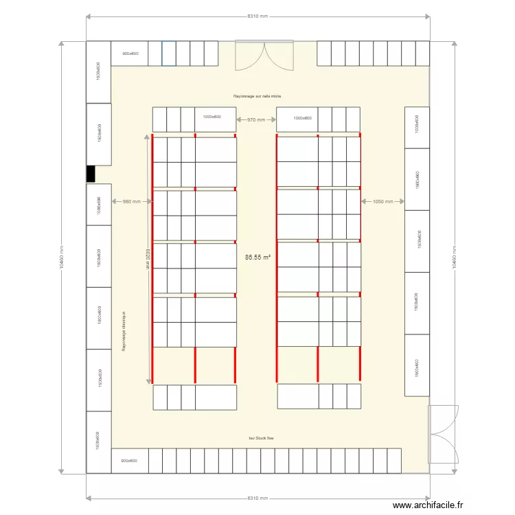 Stock 2 Pharmacie 86 m. Plan de 