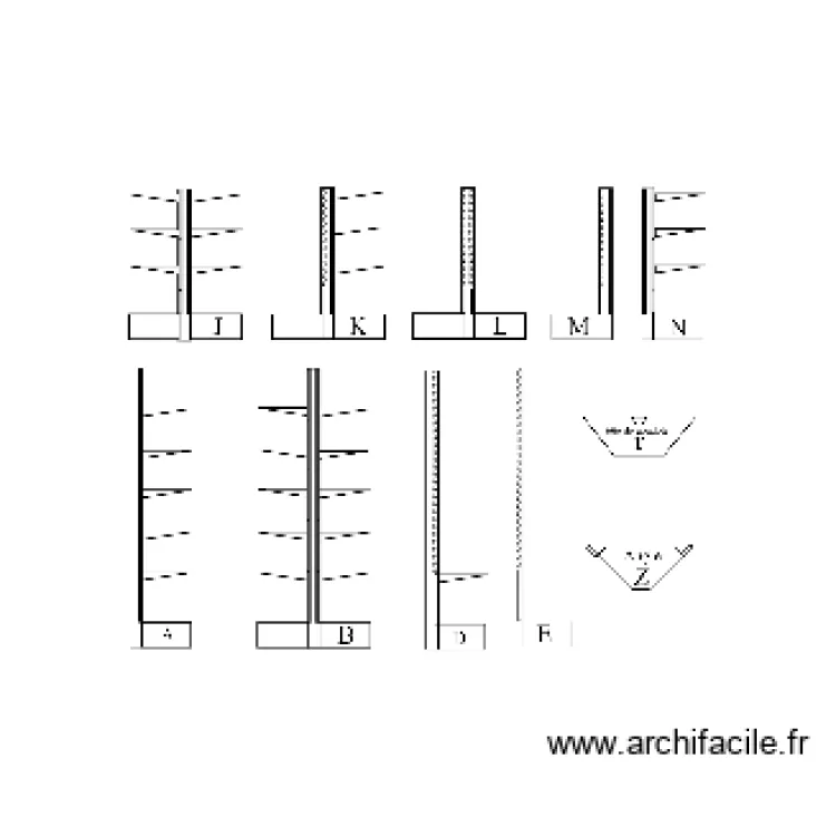 D&eacute;tail &eacute;tag&egrave;res A B C. Plan de 