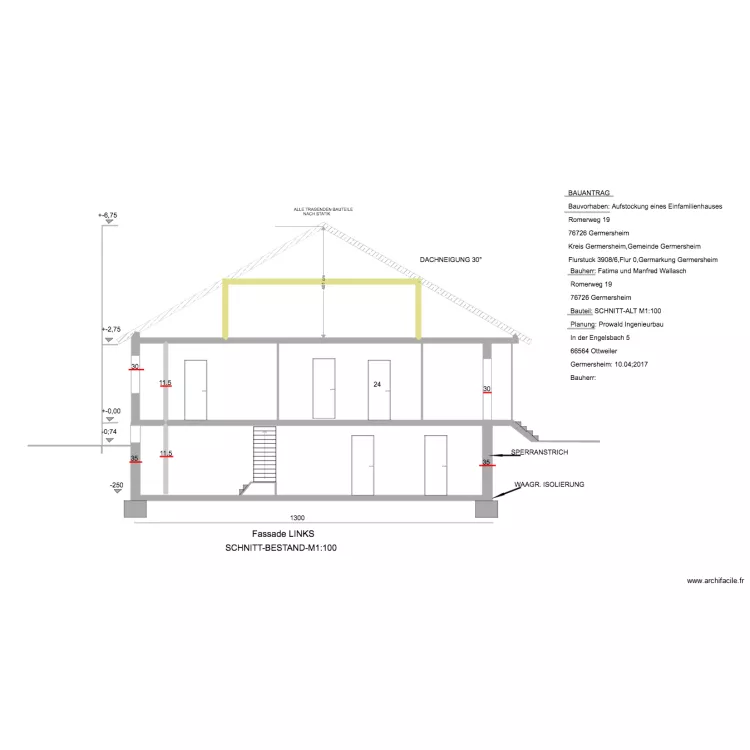 Wallasch  plan coupe existant 2. Plan de 