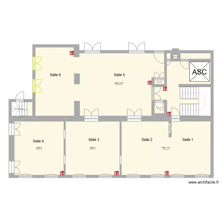 Salon Expo CDM. Plan de 8  et 214 m²