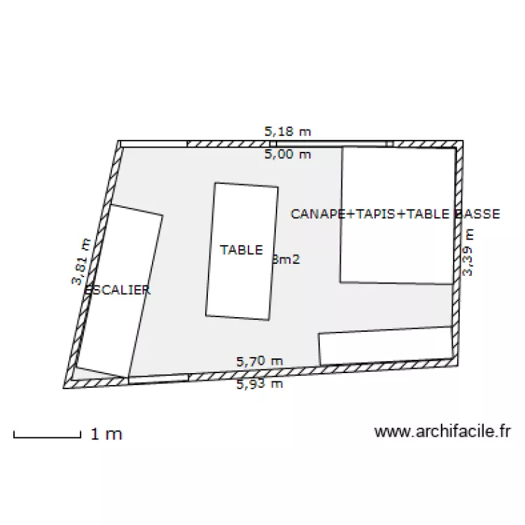 SALON-SALLE A MANGER. Plan de 