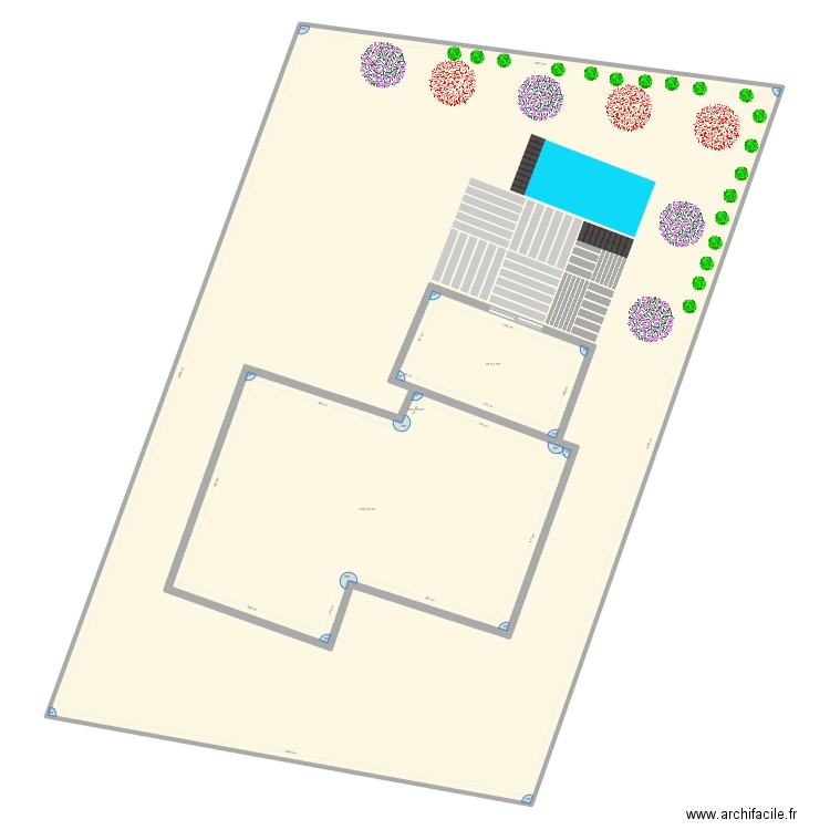 Jardin. Plan de 3 pièces et 788 m2