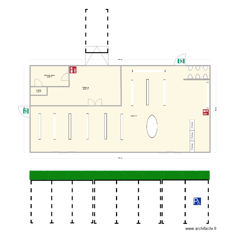 boutique. Plan de 4 pièces et 169 m2