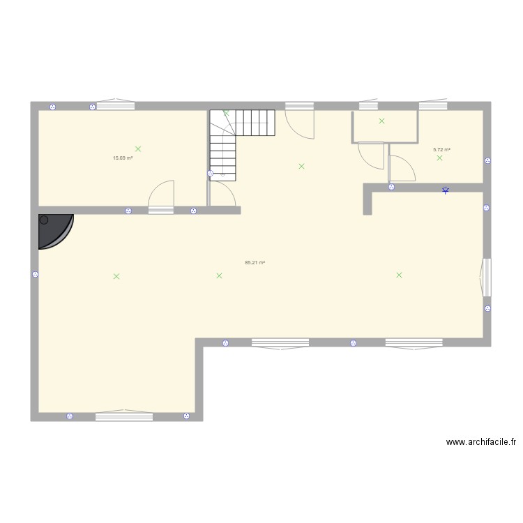 essart rdc. Plan de 3 pièces et 107 m2