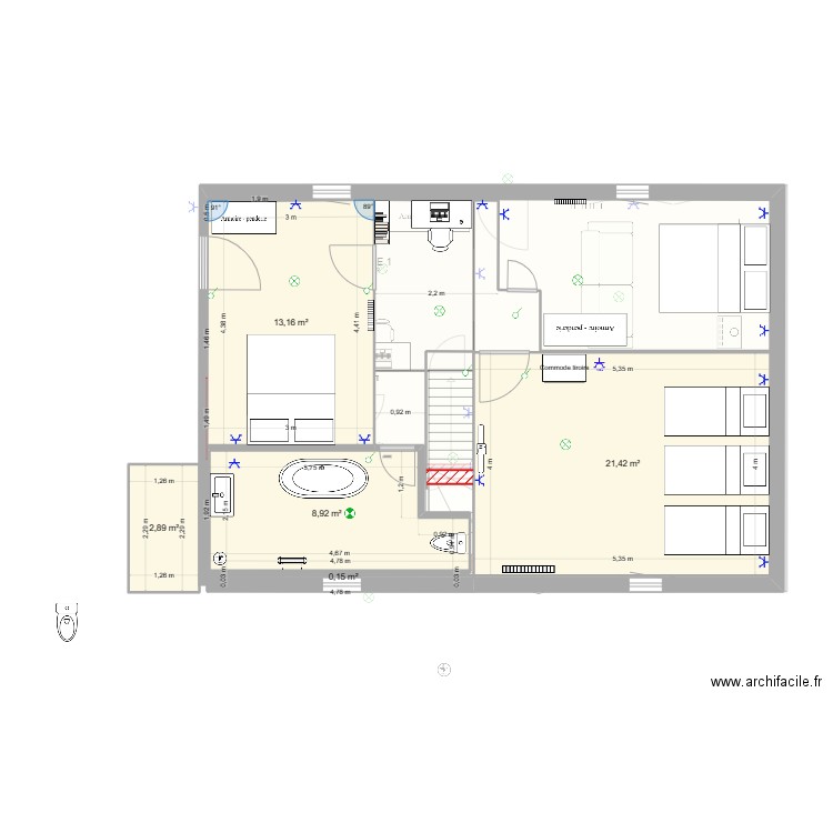 PLAN olga etage travaux. Plan de 13 pièces et 118 m2