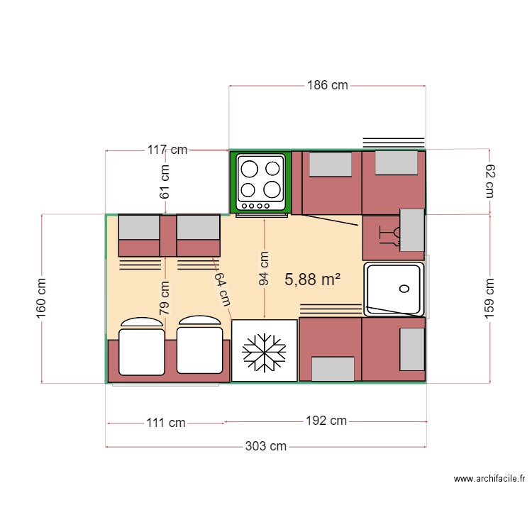 PLAN CUISINE 3. Plan de 0 pièce et 0 m2