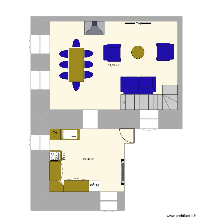 village. Plan de 7 pièces et 92 m2