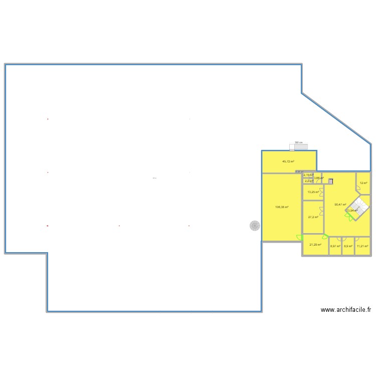 OHM R+1 V m². Plan de 16 pièces et -1252 m2