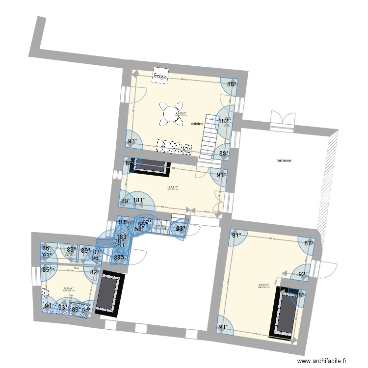 rez partie commune chamblard. Plan de 7 pièces et 95 m2