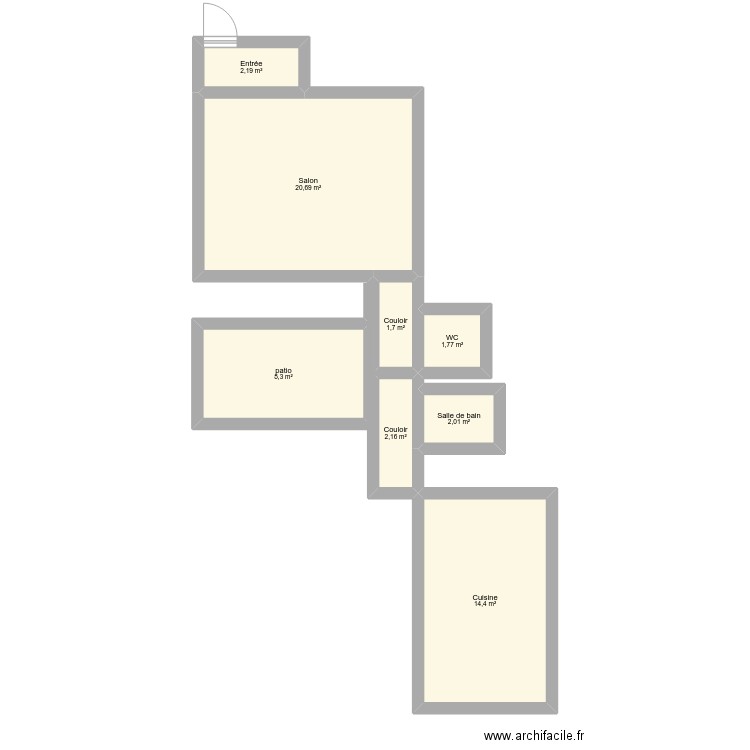 ma meson. Plan de 8 pièces et 53 m2