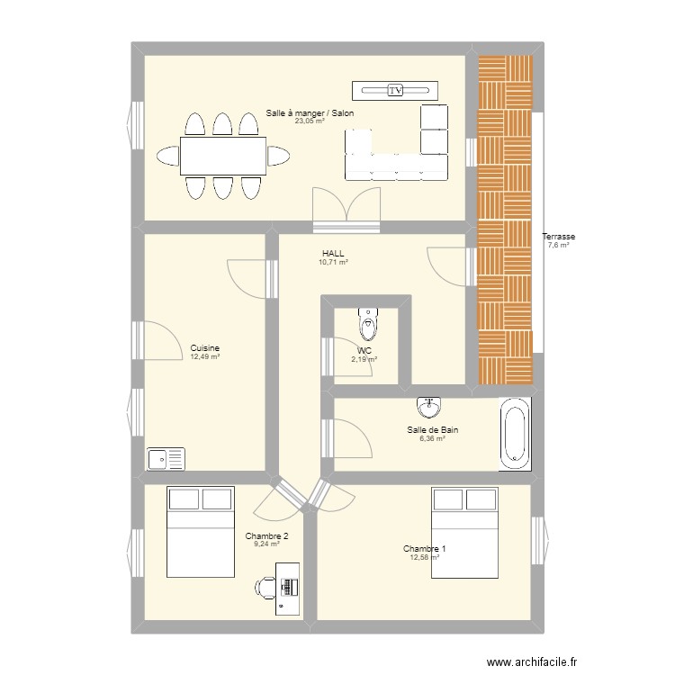 schéma TP 1ère BAC PRO MELEC. Plan de 8 pièces et 84 m2