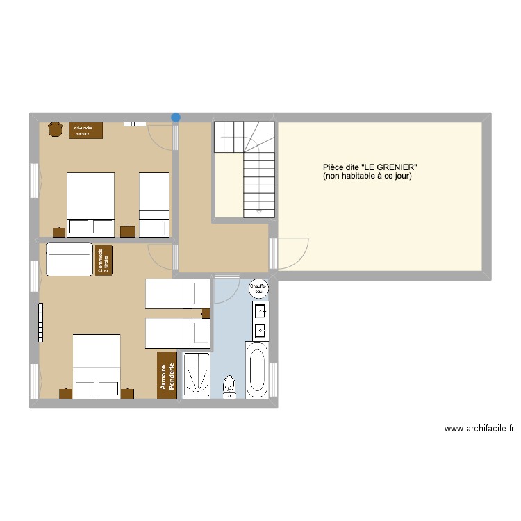 Aménagement Etage LGDV déc 22. Plan de 6 pièces et 78 m2