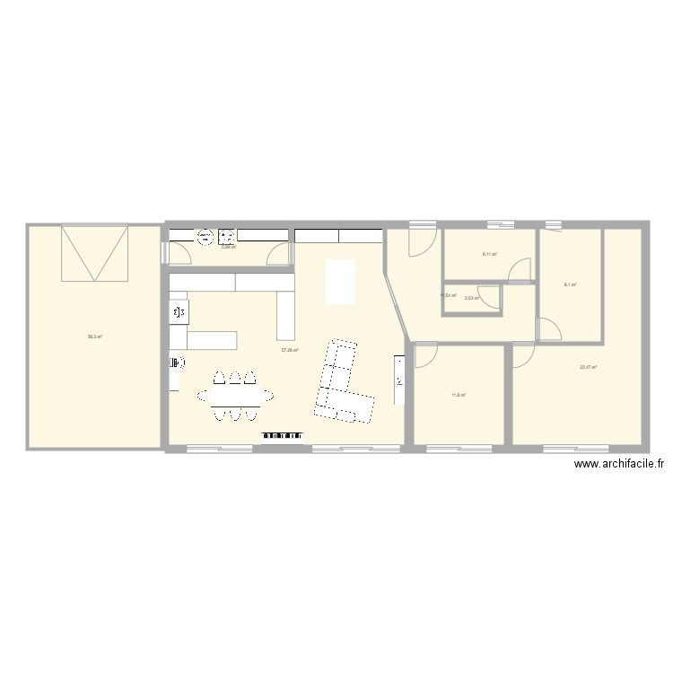 maison partie salon. Plan de 9 pièces et 165 m2