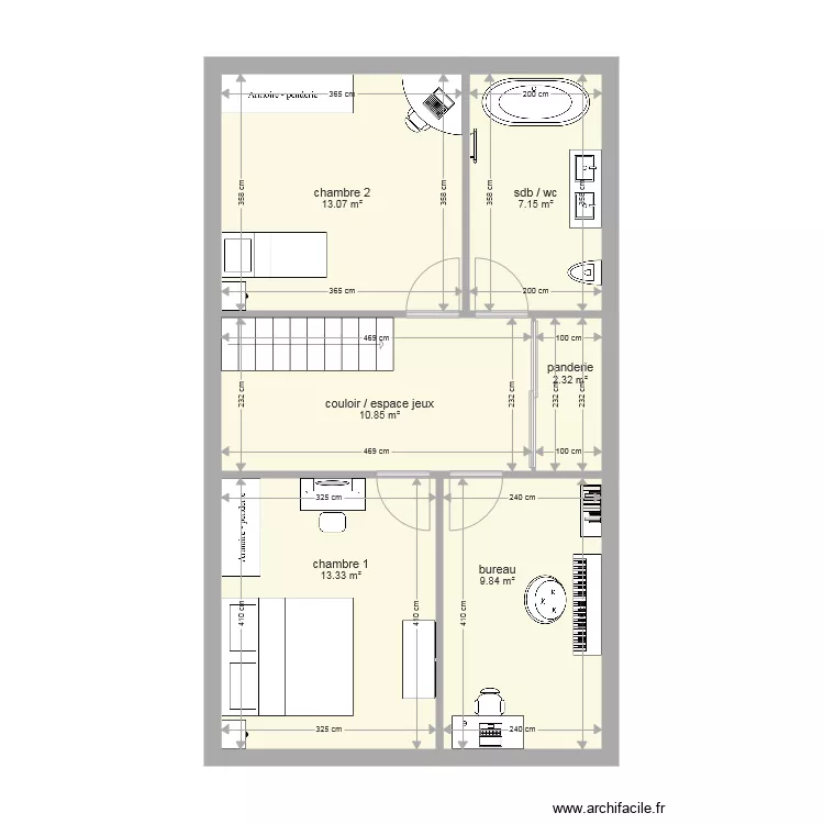 Trav&eacute;e 2 niv 2. Plan de 