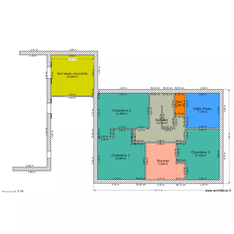 maison etage 2 1m. Plan de 