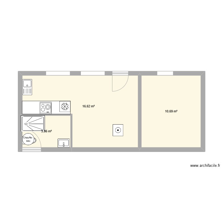 the second dependance. Plan de 3 pièces et 31 m2