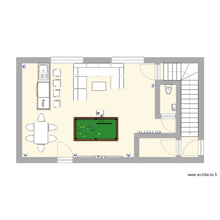 annexe finie. Plan de 4 pièces et 43 m2