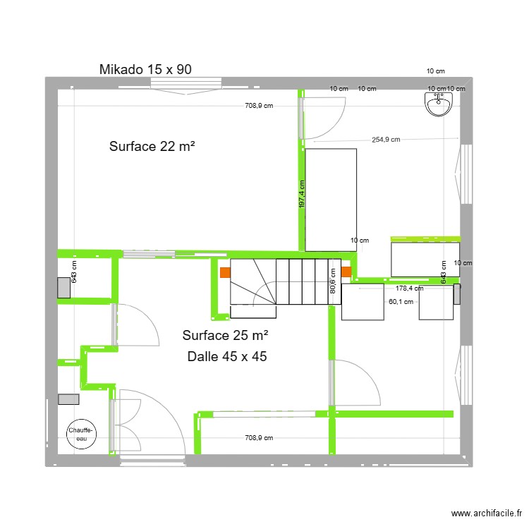 Rez de Jardin Janvier 2023. Plan de 1 pièce et 46 m2
