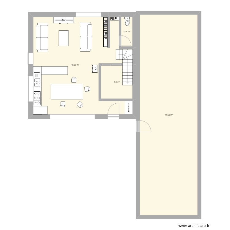 Extension bas 3. Plan de 4 pièces et 129 m2