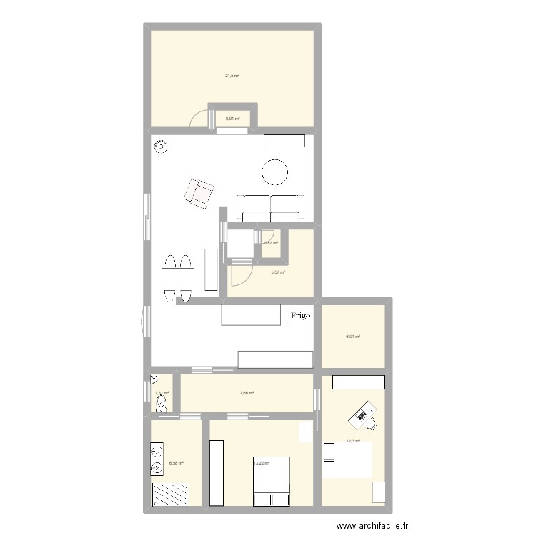 salon 1. Plan de 10 pièces et 76 m2