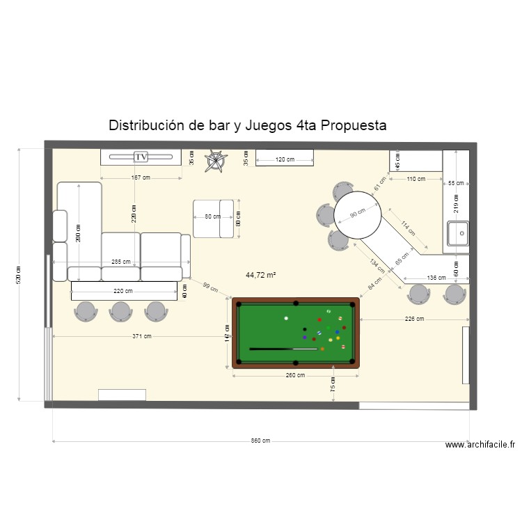 Casa Creston Bar 8va Opción cambio mesa de billar se elimino salita. Plan de 0 pièce et 0 m2