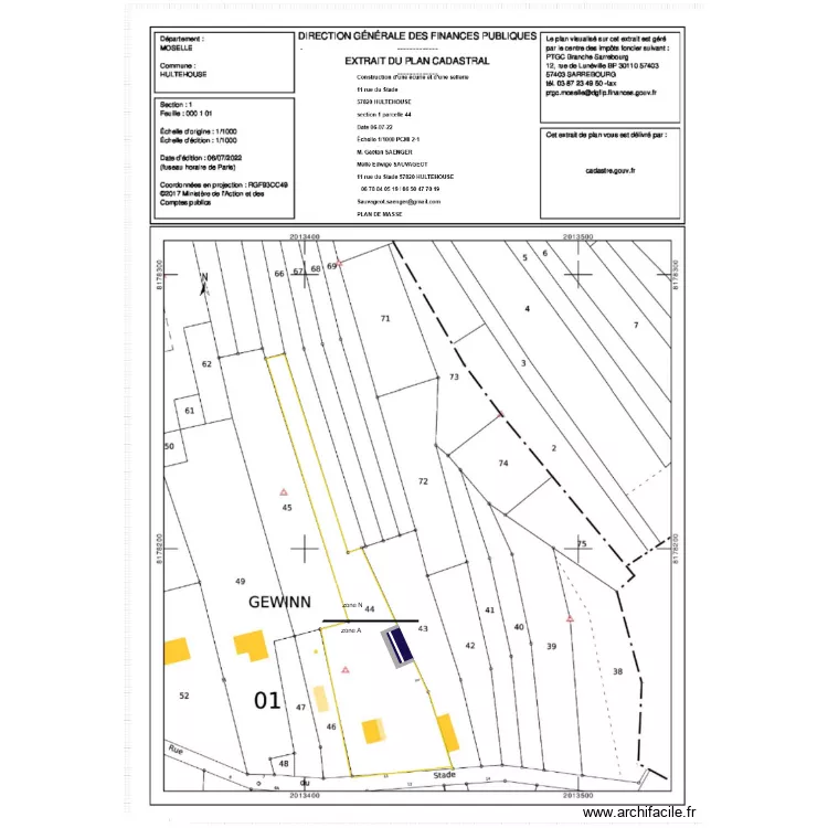 PCMI 2 - 1 plan de masse . Plan de 